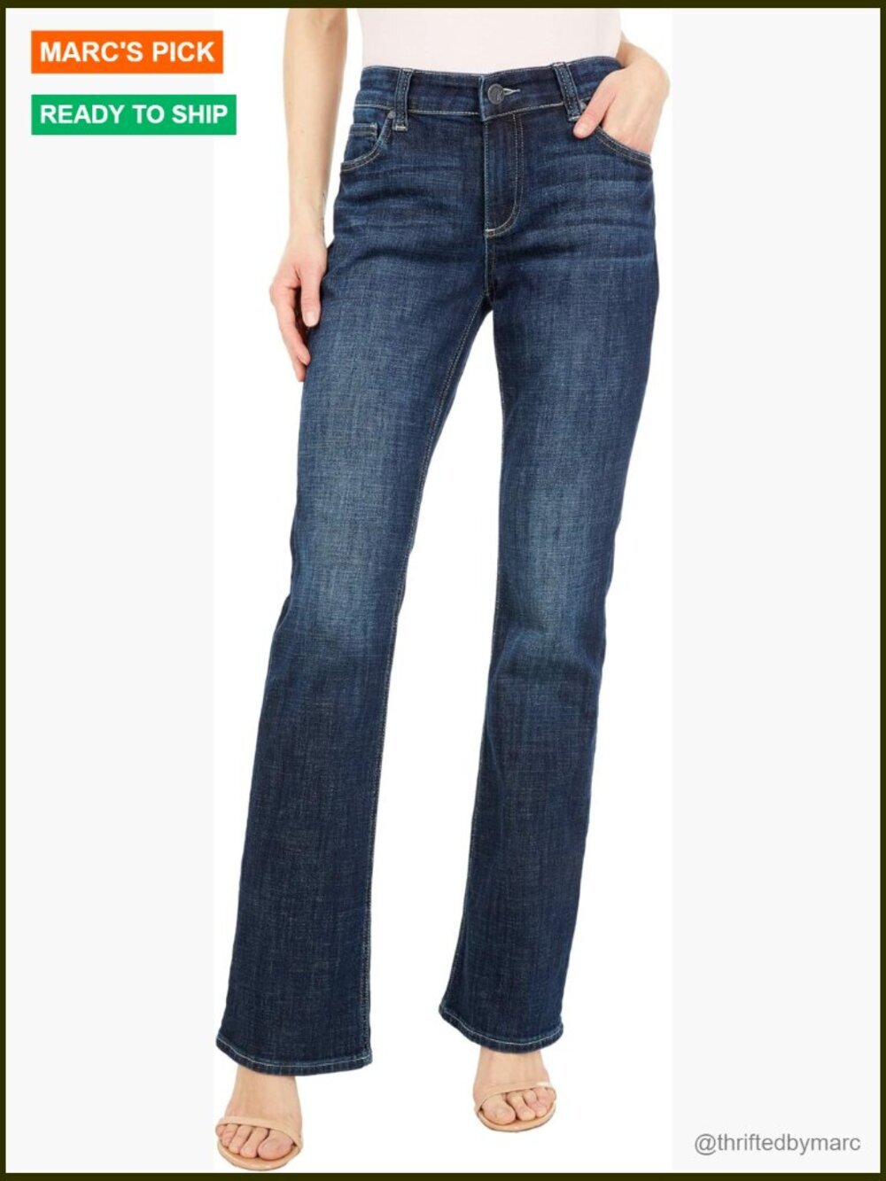 High Rise Bootcut Jeans, Fitted Stretch Denim, 33 Inseam